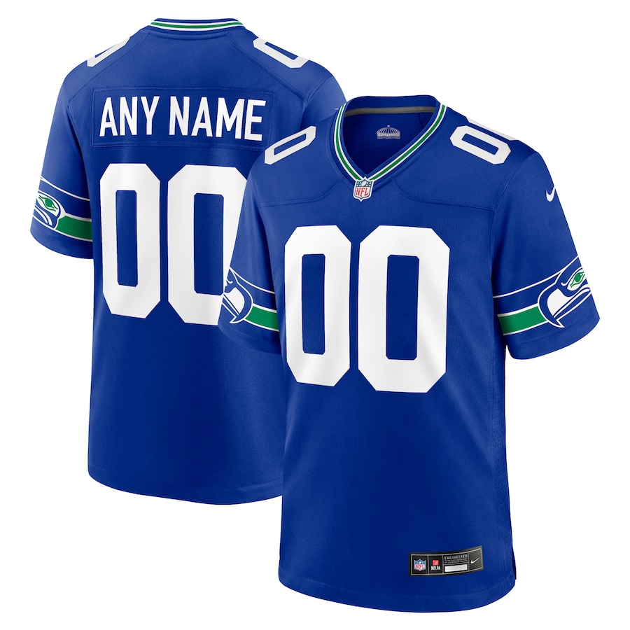 Seattle Seahawks Nike Throwback Custom Jersey - Royal thumbnail 2