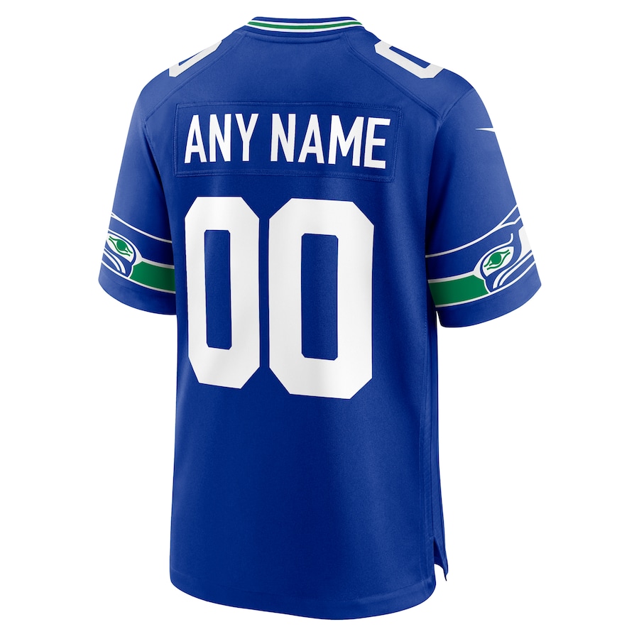 Seattle Seahawks Nike Throwback Custom Jersey - Royal thumbnail 4