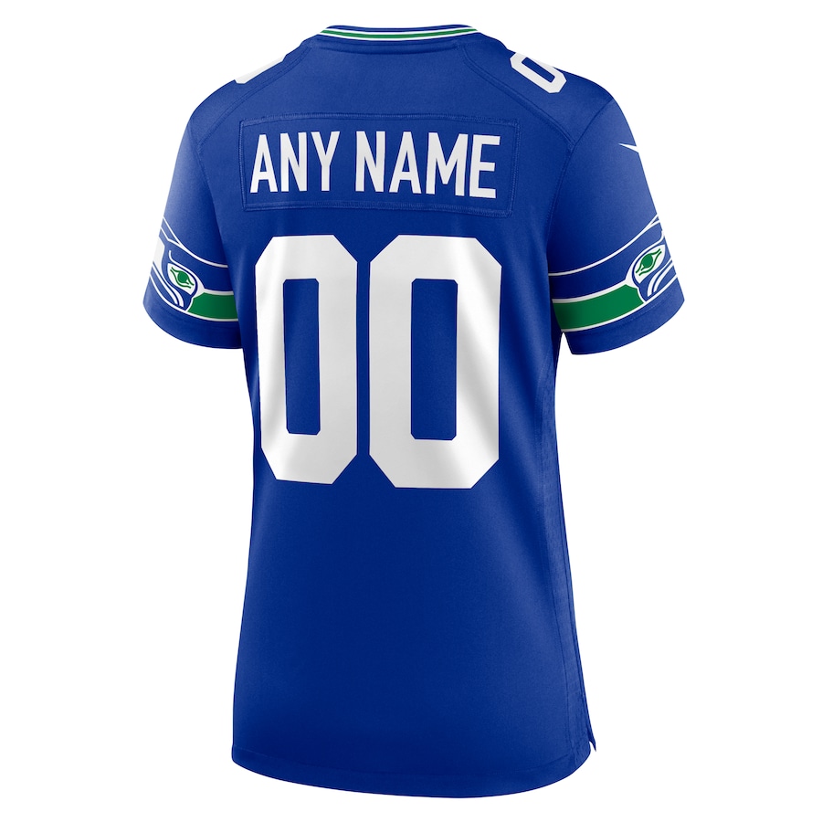 Seattle Seahawks Nike Women's Throwback Custom Jersey - Royal thumbnail 4