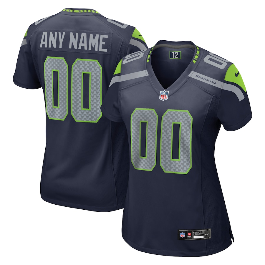Seattle Seahawks Nike Women's Custom Game Jersey - College Navy thumbnail 2